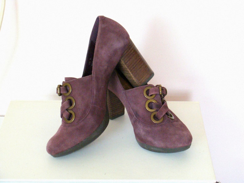 Retro Clarks Mauve Suede High Block Heels Platform Shoes - Etsy