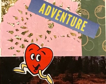 Adventure Valentine! - handmade collage greeting card