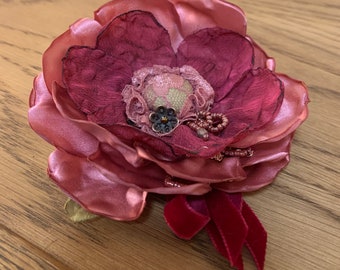Black Velvet FlowerRose Lapel Pin Corsage Buttonhole Boutonni\u00e8re
