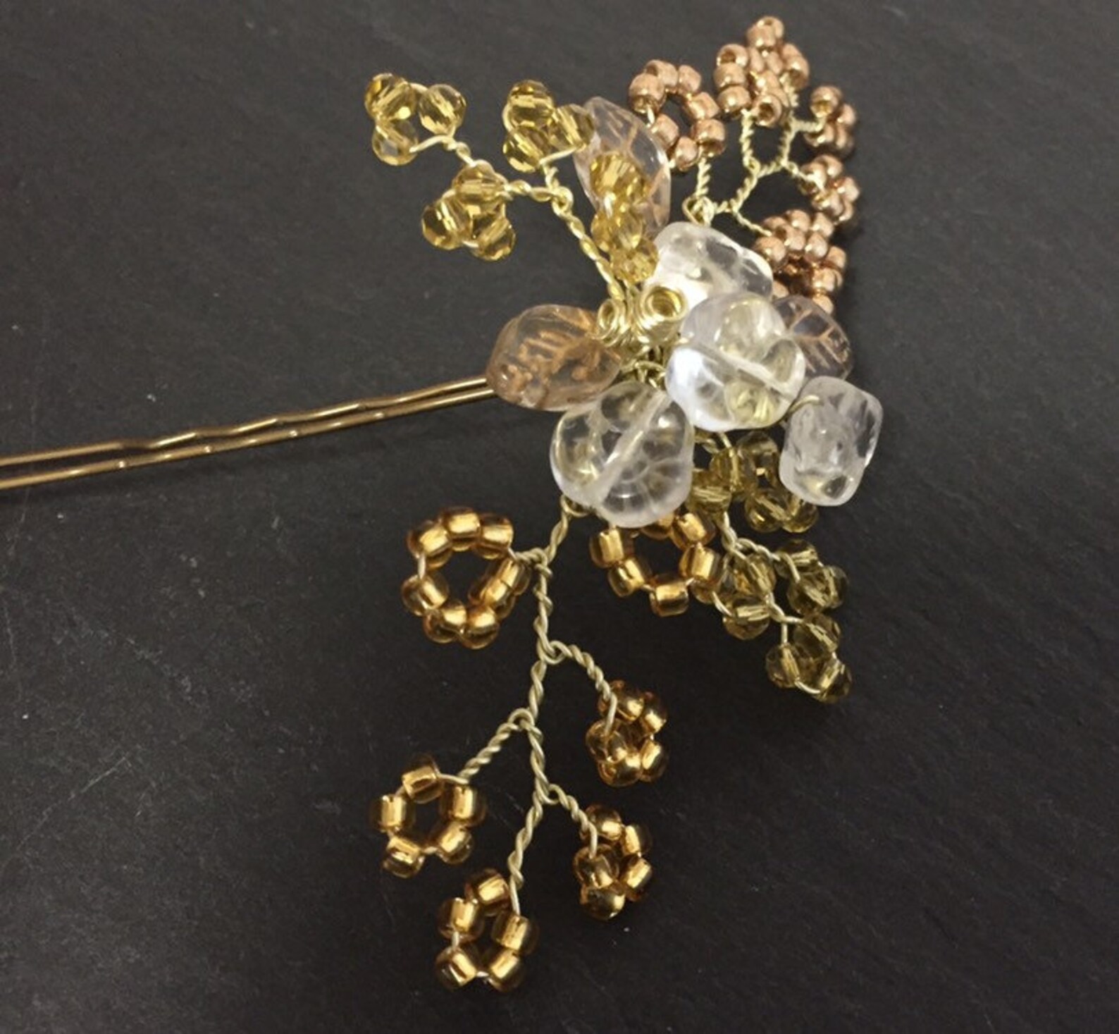 Gold Hair Pin Gold Beaded Pin Bridal Hair Pin Gold and Etsy Norway