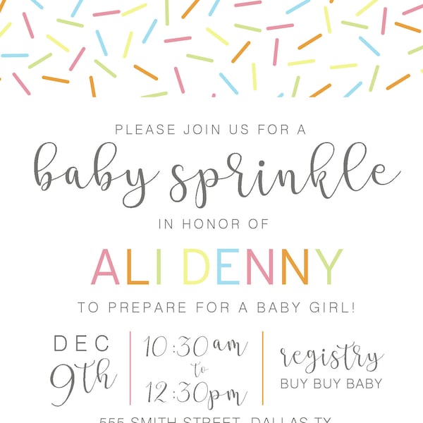Sprinkles Themed Baby Sprinkle Invitation & Party Pack | Baby Shower | DIGITAL DOWNLOAD