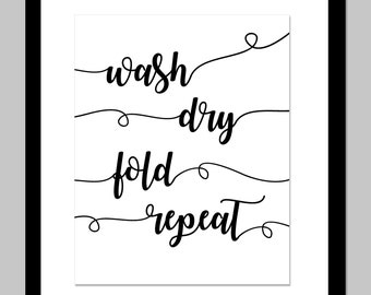 Wash Dry Fold Repeat laundry Room Wall Art - Etsy