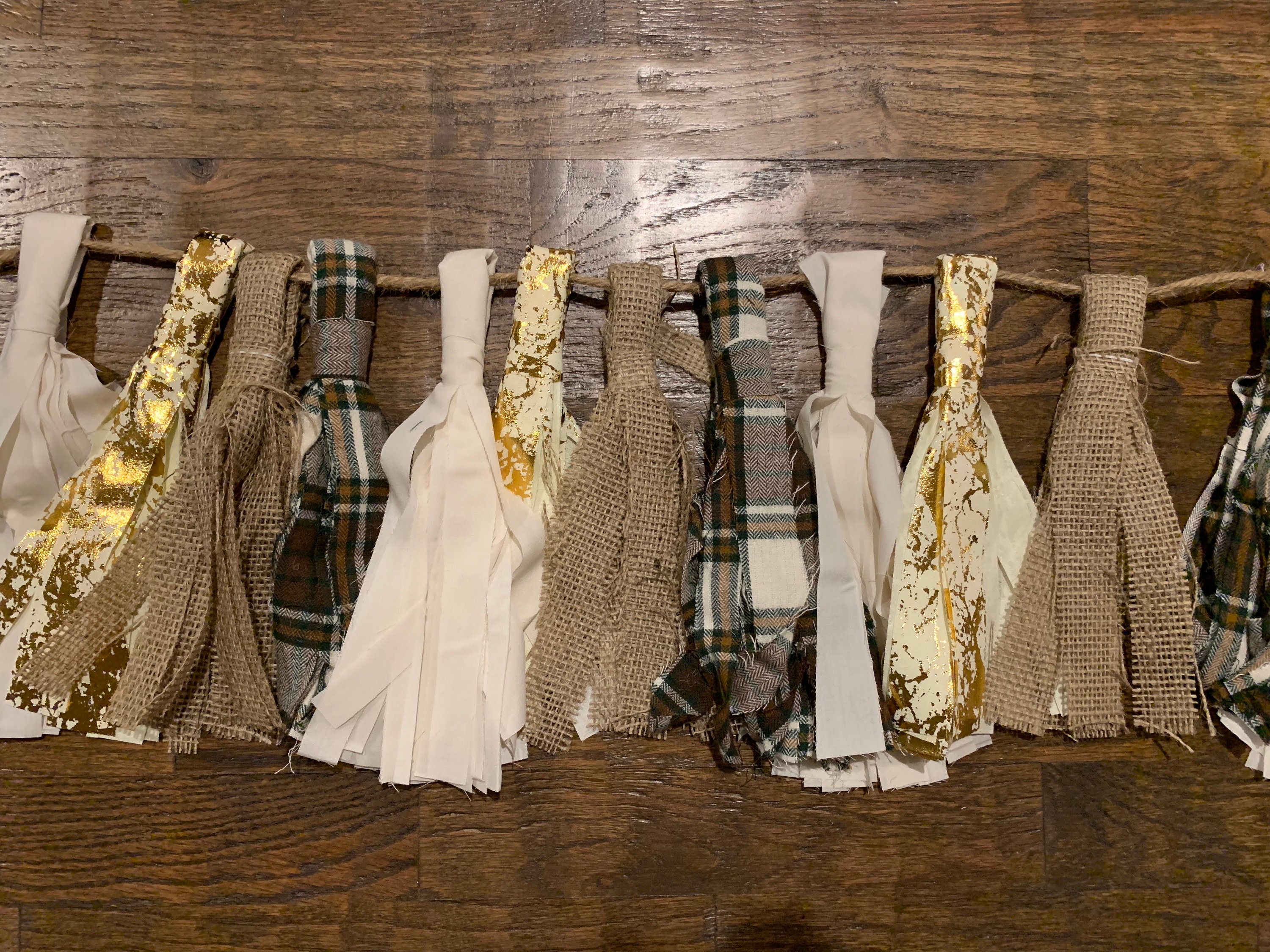 Holiday Fabric Tassel Garland READY TO SHIP Burlapgold Etsy UK