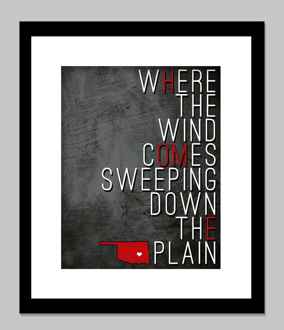 Oklahoma Song Where The Wind Comes Sweeping Oklahoma Where the Wind Comes Sweeping Down the Plain 8x10 - Etsy
