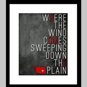 Oklahoma - Where The Wind Comes Sweeping Down The Plain - 8x10 - INSTANT DOWNLOAD