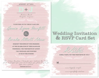 Whimsical Wedding Invitation & RSVP Card Set | PERSONALIZED