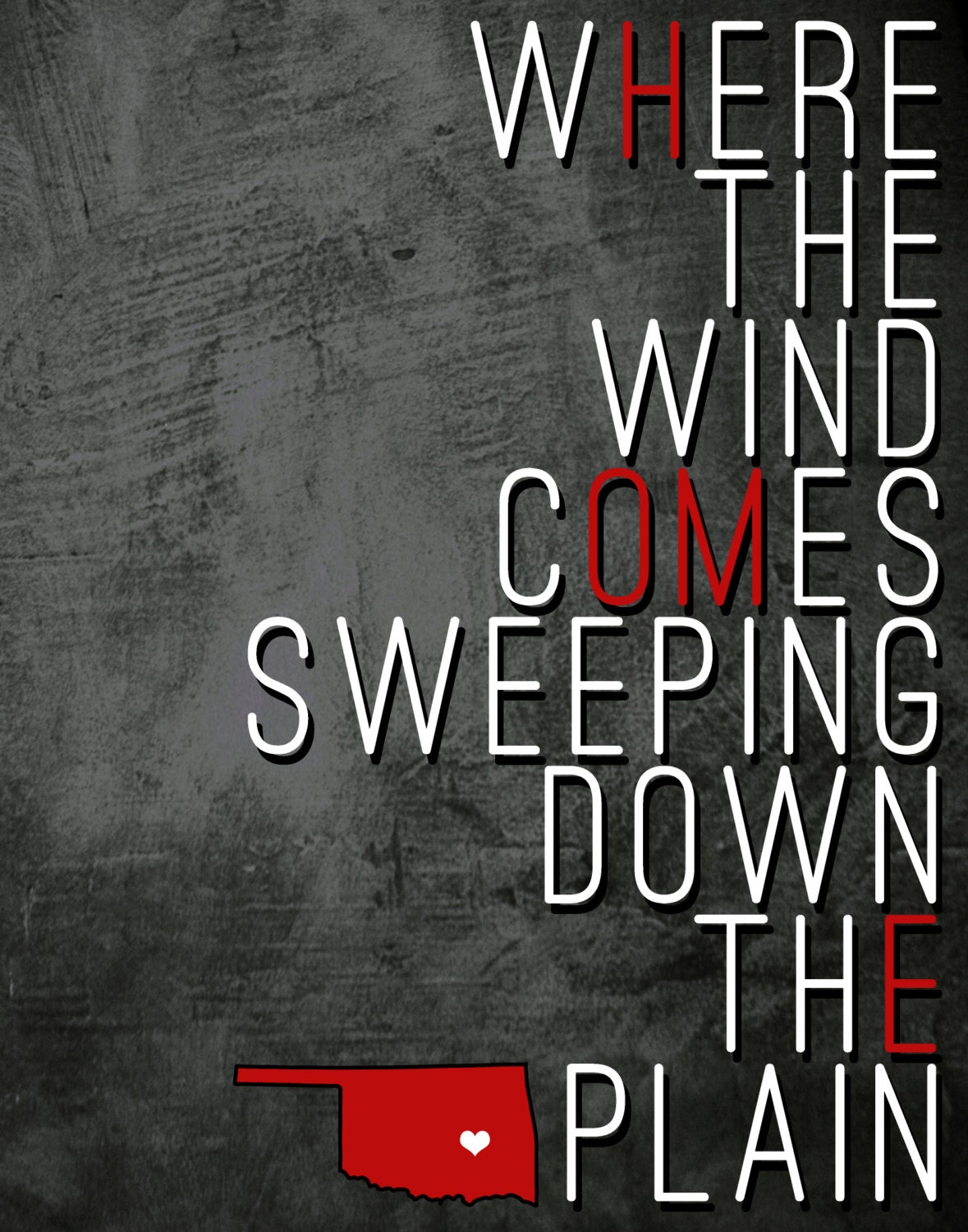Oklahoma Song Where The Wind Comes Sweeping Oklahoma Where the Wind Comes Sweeping Down the Plain 8x10 - Etsy