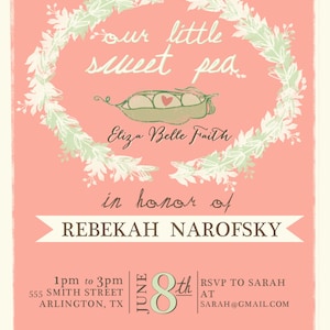 Sweet Pea Baby Shower Invitation | PERSONALIZED