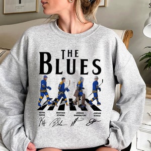 Blues Walking Abbey Road Signatures PNG, Jordan Binnington, Kevin Hayes, Schenn, Jordan Kyrou, Vintage 1610 VCT