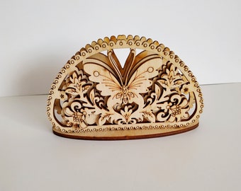 Wooden Napkin Holder Butterfly, Mail Organizer, Rustic Decorative Dinner Table Napkin Holder Plywood, butterfly Lover Gift