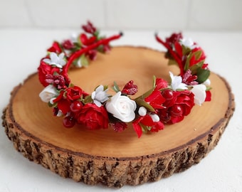 Couronne de fleurs, bandeau blanc vineux, coiffure florale, cerceau de vinok, couronne de mariage, cadeau souvenir de style ukrainien