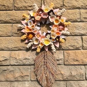 Boho Felt Flower Door Wreath: Holiday Home Decor