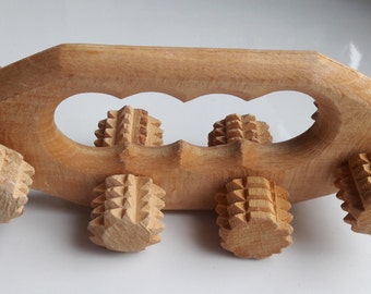 Handmade Wooden Handheld Roller Acupressure Massager Reflexology Tools Pain & Stress