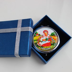 Ukrainian Souvenir, Ukrainian Hand Makeup Mirror, Gift for Women Her Sister Mom Granny