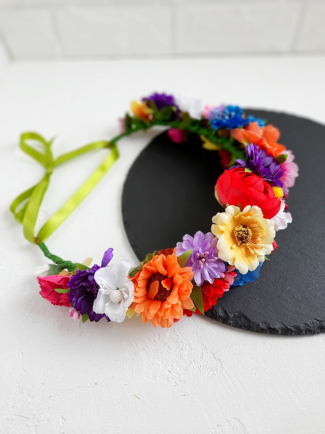 Flower Headband Ukrainian Wreath Floral Headdress Flower Etsy