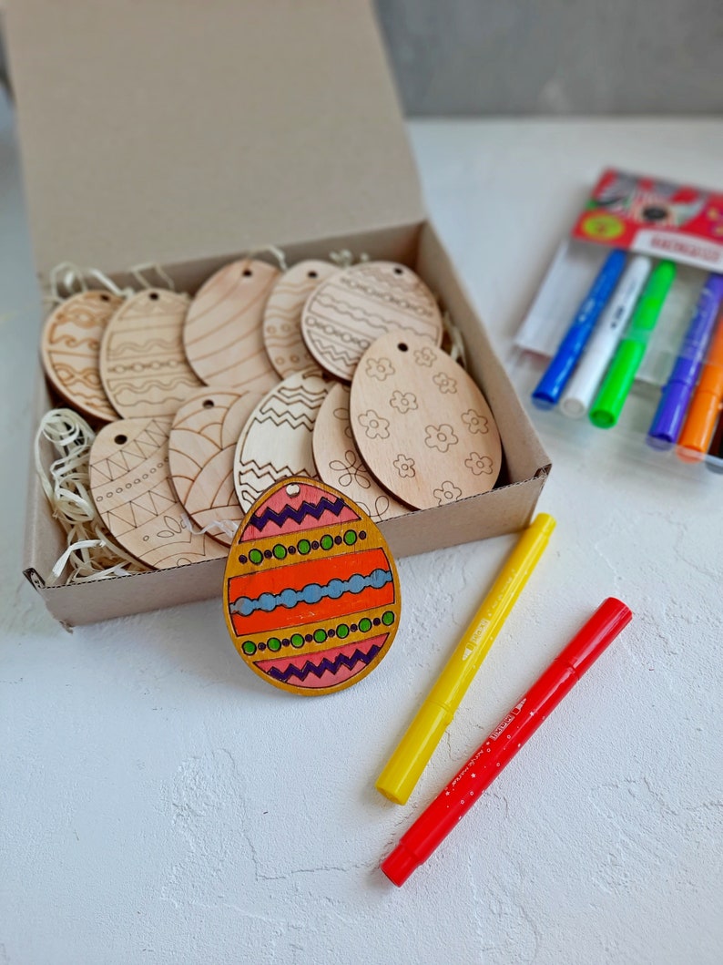 DIY Easter kit Ornaments Eggs, Easter Kids Paint Kit, Engaved Easter home decor, Easter decorations, diy craft kit image 7