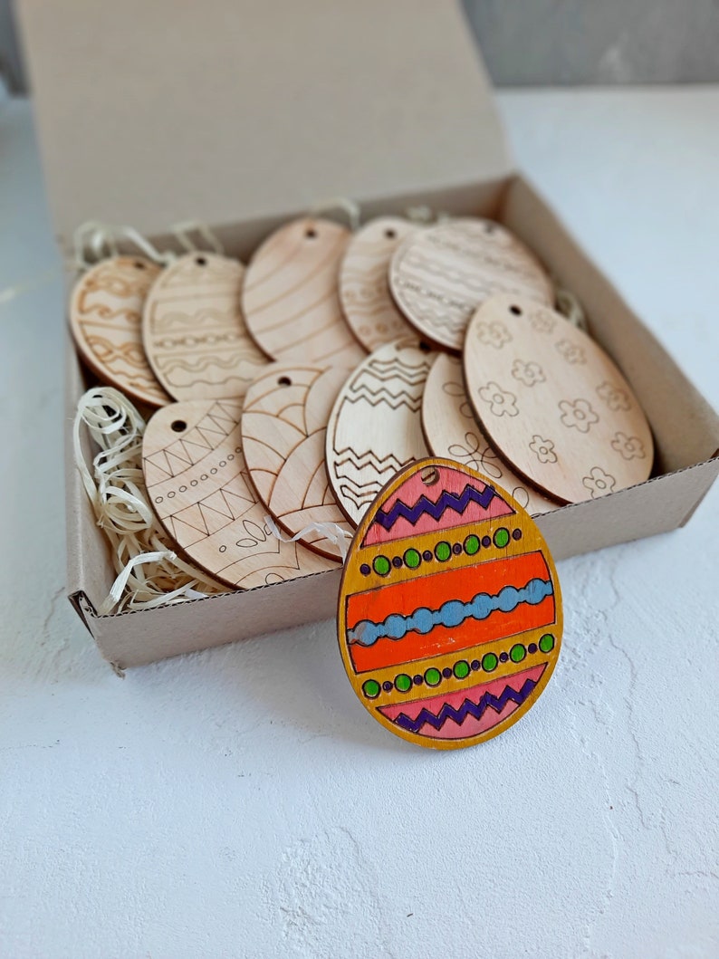 DIY Easter kit Ornaments Eggs, Easter Kids Paint Kit, Engaved Easter home decor, Easter decorations, diy craft kit image 5