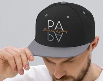 Personalisierte PAPA SNAPBACK Cap  Cappy Mütze, mit den Kindernamen, bestickt, Geschenk für Väter zum Vatertag, Geburtstag, Ostern, Geburt
