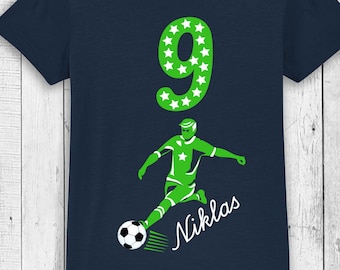 Geburtstagsshirt FUSSBALL | Shirt Geburtstag mit Alter & Namen | Geschenk Hobby Fussball spielen Fußballer Tor