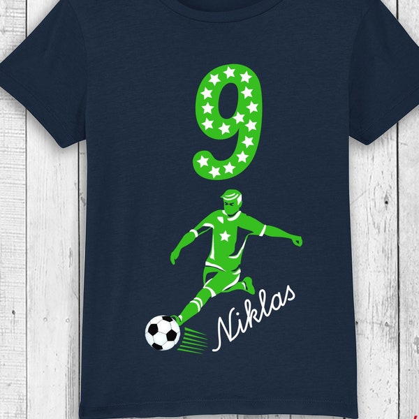 Geburtstagsshirt FUSSBALL | Shirt Geburtstag mit Alter & Namen | Geschenk Hobby Fussball spielen Fußballer Tor