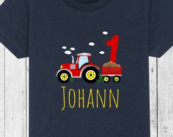 TRAKTOR birthday shirt with birthday number & desired name | T-shirt birthday | FARM BAUER Construction site Small tractor
