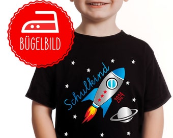 IRON ON TRANSFER | SCHOOLCHILD 2024 Rocket | DIY Space Astronaut Rocket | School enrollment shirt school bag gym bag, pillow, backpack, bag