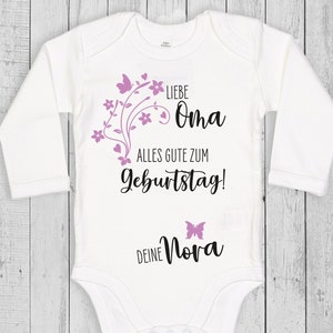 Alles Liebe zum Geburtstag Papa, Mama, Oma, Opa, Onkel, Tante... | Personalisiertes Geburtstagsgeschenk | Babybody oder Shirt | mit Namen