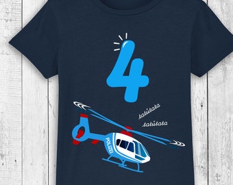 POLIZEI Geburtstagsshirt  Polizeihubschrauber | mit Geburtstagszahl & Wunschnamen | TATÜTATA Shirt Geburtstag | T-Shirt Kinder Feuerwehr