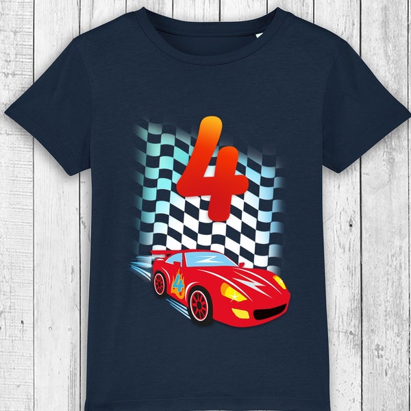 Geburtstagsshirt RENNWAGEN Auto mit Geburtstagszahl & Wunschnamen | Shirt Geburtstag | Autorennen Rennwagen Racing Blitz Formel