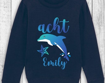 Birthday shirt DELFIN age & name | 1st or 2nd birthday t-shirt for girls boys | Seahorse | whale dolphin shark | Sea starfish