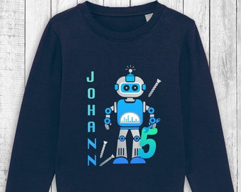 ROBOT Sweatshirt Birthday | Age & Name | Birthday shirt gift boys and girls | Space | computers | Robo | rocket