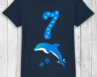 Birthday shirt DELFIN age & name | Birthday T-Shirt for Girls Boys | Seahorse | whale dolphin shark | Water fans starfish