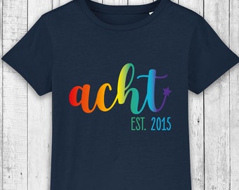 Geburtstagsshirt REGENBOGEN personalisiert für Jungs & Mädchen | RAINBOW Farben | Alter als Wort | EST. Geburtsjahr | 4 5 6 7 8 9 10 11 ...