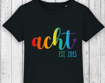 Birthday shirt RAINBOW personalized for boys & girls | RAINBOW colors | Age as a word | with name | EST. Year of birth | 6 7 8 9...