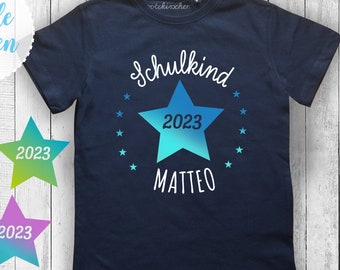 T-Shirt SCHOOLCHILD 2023 with name | Enrollment | boys girls | back to school | First day of school | School enrollment shirt | I am 1st class