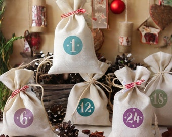 Advent numbers to iron on | IRON ON TRANSFER | 24 numbers for DIY Advent calendar made of fabric cardboard felt | Make your own advent calendar | Advent