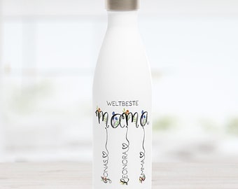 MUTTERTAG | Personalisiertes Geschenk | Edelstahl Thermoflasche |  für Mama, Bonus-Mama, Oma zum Geburtstag, Muttertag | mit Pusteblume