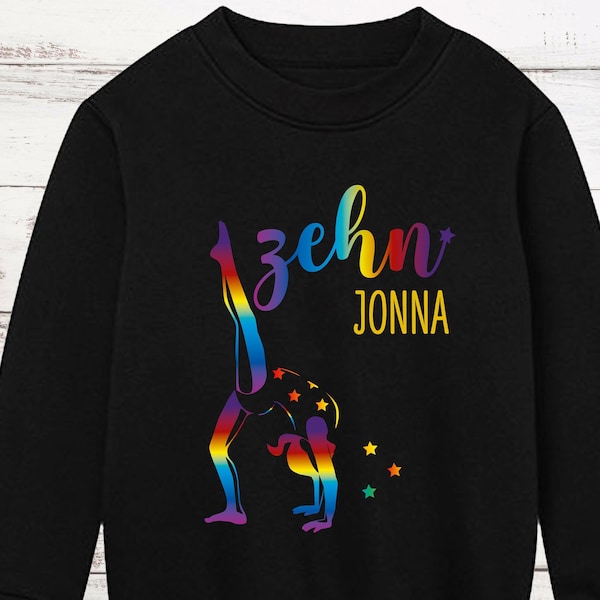 TURNERIN Geburtstagsshirt Mädchen REGENBOGEN | Alter & Namen | Turnen Gymnastik Bewegung | Geburtstagsshirt Mädchen RAINBOW