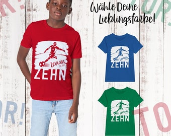 Geburtstagsshirt FUSSBALL Fußballer in Deinen Vereinsfarben, Shirt Geburtstag, Zahlenshirt, Junge Mädchen Kinder, Hobby Fussball spielen