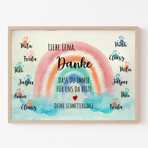 DANKE Kindergarten ErzieherIn POSTER Karte | REGENBOGEN Abschiedsgeschenk Kita Schule | Lehrer Lehrerin Erzieher Erzieherin personalisierbar