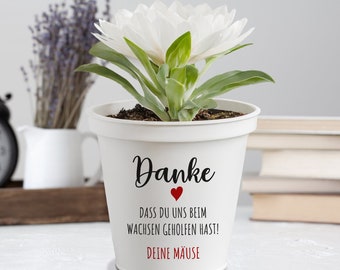 DANKE, dass du uns beim Wachsen geholfen hast, Aufkleber für Blumentopf, Erzieher Lehrer, Geschenk, Abschiedsgeschenk Kita, personalisierbar