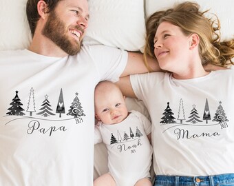 Our first Christmas family of three as mom dad 2023 | Family Sweatshirts Sweaters Christmas Photoshoot Baby Family Sweatshirts
