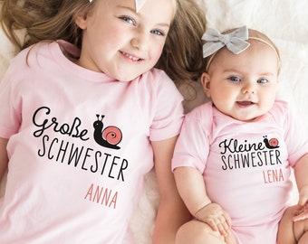 Geschwistershirts personalisiert | Geschwisteroutfit | SCHNECKE | Familienfest Geburt | Großer Bruder Schwester Familienoutfit