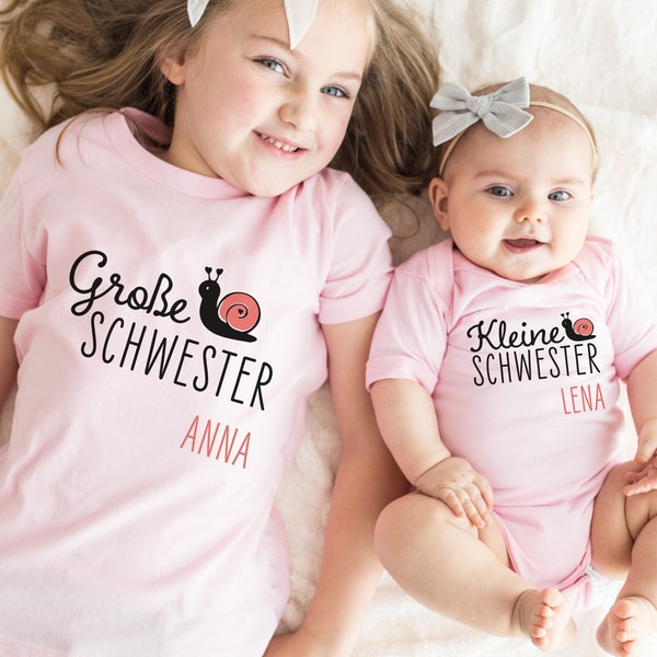 Geschwistershirts personalisiert | Geschwisteroutfit | SCHNECKE | Familienfest Geburt | Großer Bruder Schwester Familienoutfit