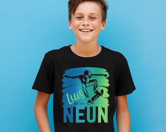 Geburtstagsshirt SKATER SKATEBOARD, Shirt Geburtstag, Zahlenshirt, Junge Mädchen Kinder, Hobby Skateboarden, Geschenk Geburtstag