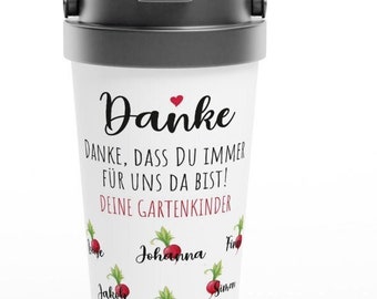 Geschenk Erzieherin Edelstahl-Reisebecher Abschiedsgeschenk personalisiert  | Lehrerin Weihnachtsgeschenk | Erdmännchen Eisbären...