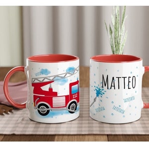 FIRE BRIGADE Mug Ceramic PERSONALIZED | colored | Firefighter fire brigade gift for the fire brigade fan | Tatütata | Mug with name