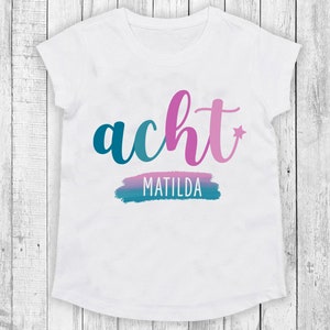 Birthday shirt for girls personalized | Age as a word | Number | EST. year of birth | 1 2 3 4 5 6 7 8 9 10 11 12 girls eight ten eleven twelve