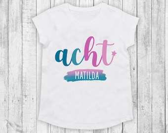 Birthday shirt for girls personalized | Age as a word | Number | EST. year of birth | 1 2 3 4 5 6 7 8 9 10 11 12 girls eight ten eleven twelve