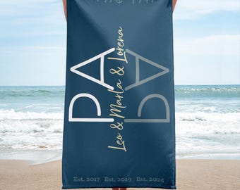 PAPA towel, personalized with the names of the children, bath towel or sauna towel as a gift for Christmas, Father&#39;s Day, travel, sports